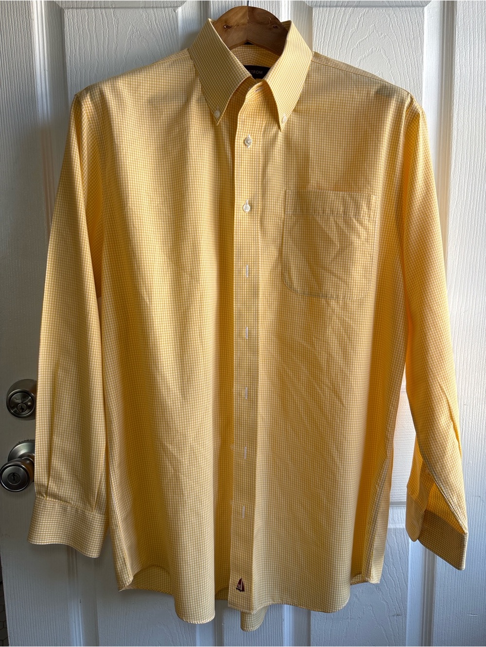 Men's Long Sleeve Button Down Shirt Gingham Check Size 16 34 -